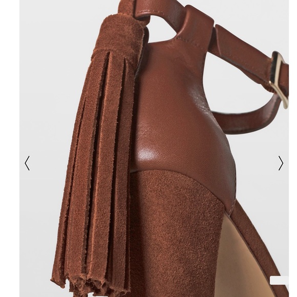WHBM SUEDE TASSEL CHUNKY HEELS - Picture 4 of 12